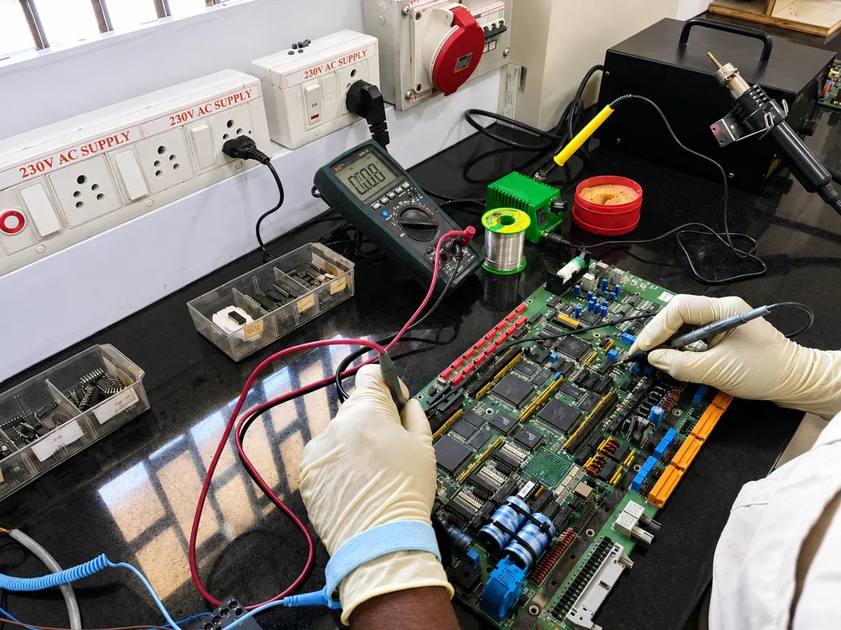 E-Lab technicians at workbench