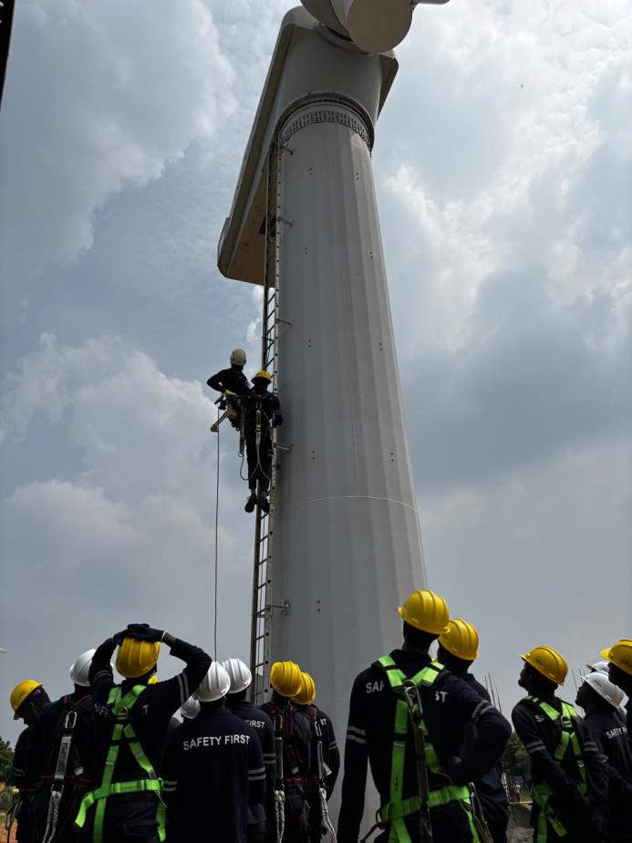 Tower climb rescue demo