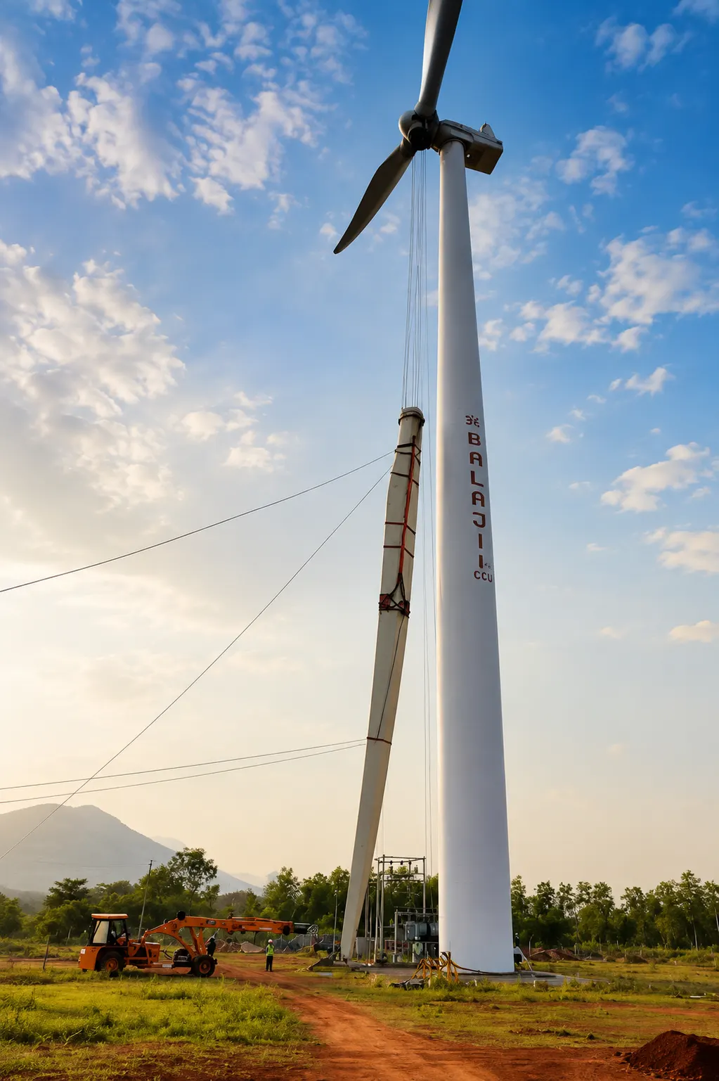 Craneless blade installation using winch technology