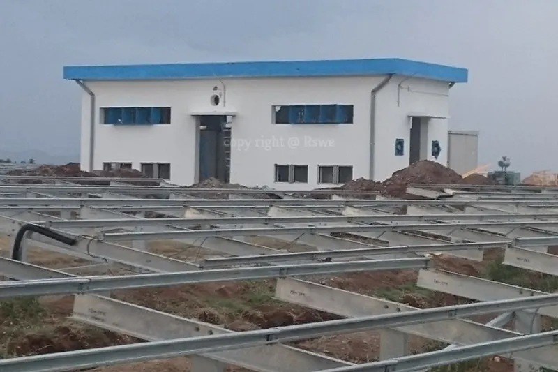 Ground-mounted solar installation at site office